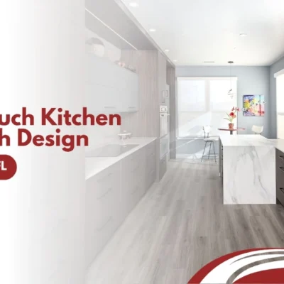 Modern kitchen with marble countertops and wood cabinets in Vero Beach, FL